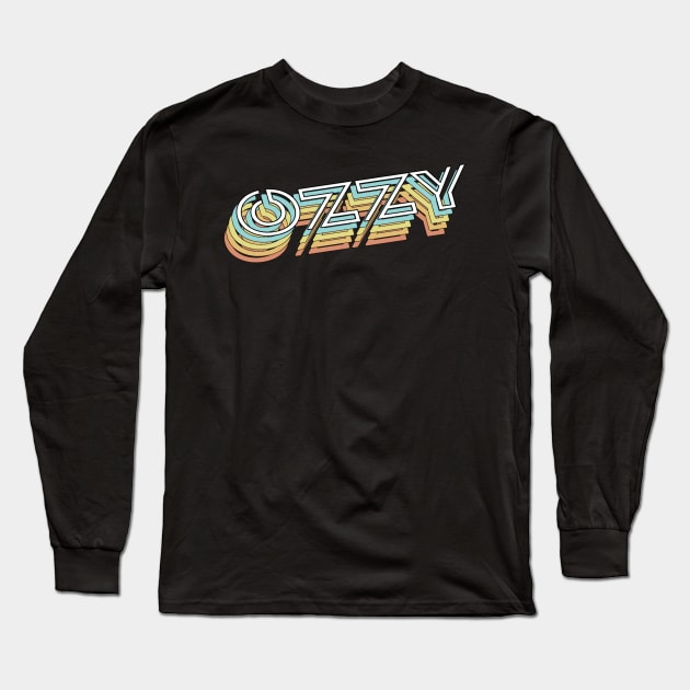 Ozzy Retro Typography Faded Style Long Sleeve T-Shirt by PREMAN PENSIUN PROJECT